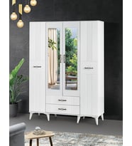 Tuğçe Membran 4 Kapılı Gardrop Elbise Dolabı 145x47x200cm (Beyaz)