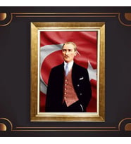 Altın Varaklı Çerçeveli Paspartulu Atatürk Tablo z4911 (Gold)