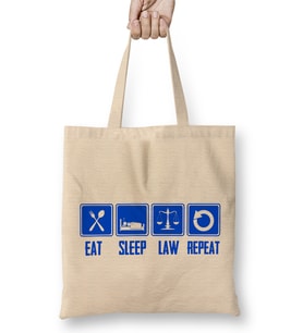 Eat Sleep Law Repeat School Lawyer Gift 02 Bez Çanta Uzun Saplı