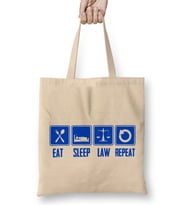 Eat Sleep Law Repeat School Lawyer Gift 02 Bez Çanta Uzun Saplı