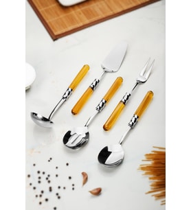5 Parça Platin Servis Seti & Servis Sunum Seti Amber ( Kepçe / Kevgir / Sıpatula / Çatal / Kaşık )
