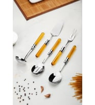 5 Parça Platin Servis Seti & Servis Sunum Seti Amber ( Kepçe / Kevgir / Sıpatula / Çatal / Kaşık )