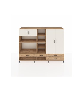 Hyperion Dolap 12 Raflı 4 Çekmeceli 4 Kapaklı 220x44x163 Çam-Aytaşı/Çam