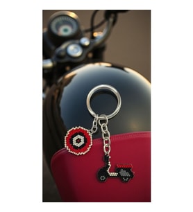 Miyuki Boncuk El Yapımı Kırmızı Nazar Boncuk ve Kırmızı Motorsiklet Anahtarlık/Çanta Süsü