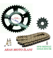 Cf Moto 250 Sr ,Nk 250 Uyumlu Oringli Zincir Dişli Seti (Gold SFR Zincir)- ARASMOTO (Siyah)