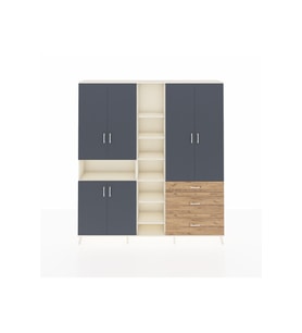 Arges Dolap 13 Raflı 3 Çekmeceli 6 Kapaklı 220x30x243 Aytaşı-Antrasit/Çam