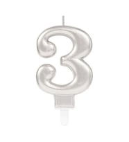 3 Rakamı Mum Gümüş Renk (Karışık)