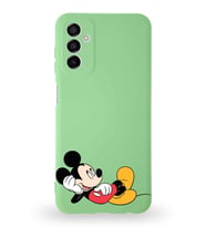 Samsung Galaxy M13 Uyumlu Lansman Kılıf Altı Kapalı İçi Kadife  Mickey Mouse-F Tasarımlı  Kapak (Şeffaf)