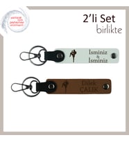 Tekvando ve Boks Temalı 2’li Set, Sporcu Kızlara Özel Kişisel Yazılı Anahtarlık, Beyaz-Açık Kahve