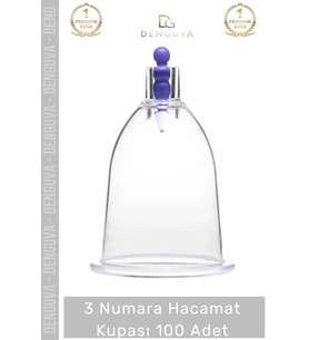 #HacamatKupası Pürüzsüz Kenarlı Steril Vakum Pompa Kaliteli Şeffaf 3 Numara Hacamat Kupası - 100 Ade