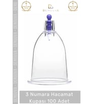#HacamatKupası Pürüzsüz Kenarlı Steril Vakum Pompa Kaliteli Şeffaf 3 Numara Hacamat Kupası - 100 Ade