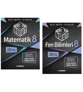 TUDEM YAYINLARI 8.SINIF LGS 3 BOYUT MATEMATİK - FEN BİLİMLERİ BECERİ TEMELLİ SORU BANKASI