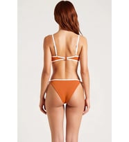 Kadın Bikini Takımı Straplez Balensiz Normal Bel Brazilian Renk Bloklu Örme Kaplı Kolsuz Şık