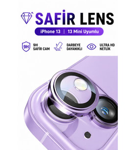 iPhone 13 / 13 Mini Purple Mor Metal Kamera Lens Koruyucu Safir Cam Ultra Net HD