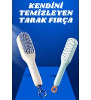 Kendi Kendini Temizleyen Otomatik Tuşlu Saç Tarağı Dolaşık Açıcı Masaj Fırçası Silikon Fırça