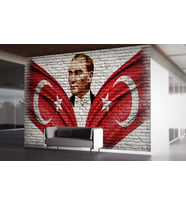 Atatürk Türk Bayrağı 3 Boyutlu Duvar Kağıdı