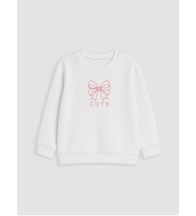 LC WAIKIKI Beyaz Kurdele Baskılı Kız Çocuk Sweatshirt