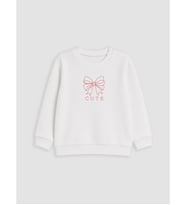 LC WAIKIKI Beyaz Kurdele Baskılı Kız Çocuk Sweatshirt