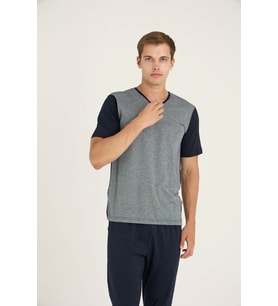 Erkek V.Yaka Pijama Takımı Modern Tasarım 2100 (Lacivert)