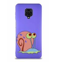Xiaomi Redmi Note 9S Soft Premier Kapak Salyangoz Gary Tasarımlı Silikon Kılıf - Mor (Şeffaf)