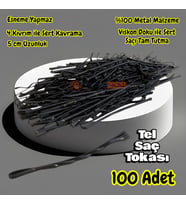 Technow Siyah %100 Metal Esnemez Dayanıklı Kadın Saç Tel Tokası 100  Adet