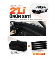 RENAULT 9 SPRİNG (1991-1996) Uyumlu Torpido Örtüsü + Tay Tüyü Bagaj Çantası + Sticker Seti - Siyah