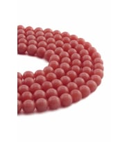 Fosforlu Doğal Taş Parlak Koyu Pembe Küre Kesim 8mm Dizi