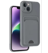 iPhone 14 Kılıf Kelvin Kartvizitli Silikon - Gri
