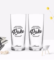 BK Gift Kişiye Özel Renkli Baskılı Tek Çare Rakı Tasarımlı İkili Rakı Bardağı Seti-1 (Beyaz)
