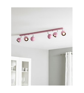 Bebe Pembe Beyaz GU10 LED Küre Krom Altılı 6lı Hareketli Başlık Tasarruflu Spot Tavan Avize