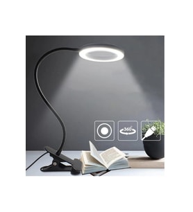3 Renk LED Masa Lambası, Ayarlanabilir Parlaklık ve Telefon Tutucu (Krem)