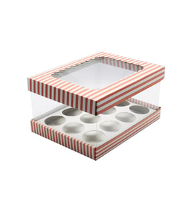 22x30x15 Pencere Kapaklı 12'li CupCake Kutusu (10 Adet)