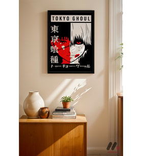 Tokyo Ghoul Poster, Siyah Çerçeveli Duvar Tablosu - Anime Severlere Özel Hediye