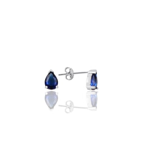 Söğütlü Silver Gümüş  rodyumlu safir taşlı damla küpe
