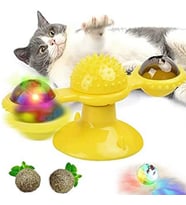 Vantuzlu Kedi Oyuncağı Işıklı Yeni Ürün Catnipli Kedi Oyunu Toy Kedi Oyuncağı Dönen Ledli Oyuncak (Karışık)