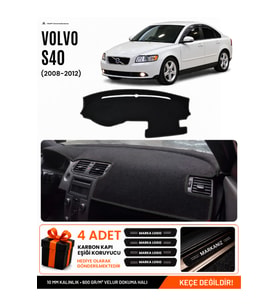 VOLVO S40 (2008-2012) Uyumlu Torpido Örtüsü Torpido Kılıfı - Siyah