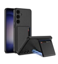 Galaxy S24 Plus Suni Deri Arka Yüzey Zore Kartlıklı Kıpta Silikon Kapak