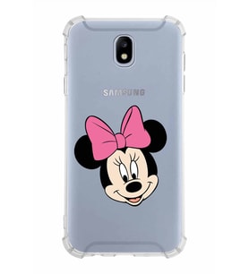 Samsung Galaxy J7 Pro  Köşe Korumalı Antişok Kapak Minnie Mouse Tasarımlı Şeffaf  Kılıf