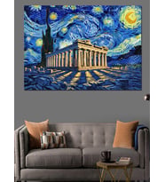 Yıldızlı Gece Van Gogh Manzarası Dekoratif Kanvas - Mdf Ahşap Tablo