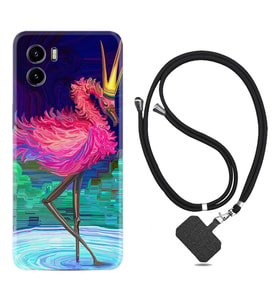 Vivo Y15S Y32 Y33S Y51 Y53S Kılıf Boyun Askılı Silikon Queen Flamingo 1748
