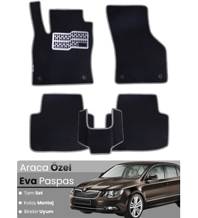 SKODA SUPERB (2008-2015) Uyumlu EVA Paspas Tam Set–Oto Paspas,Araca Özel,Kolay Montaj