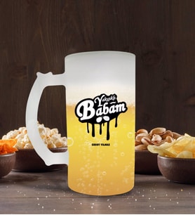 BK Gift Kişiye Özel Yakışıklı Babam Tasarımlı Buzlu Cam Bira Bardağı 50cl-1 (Beyaz)