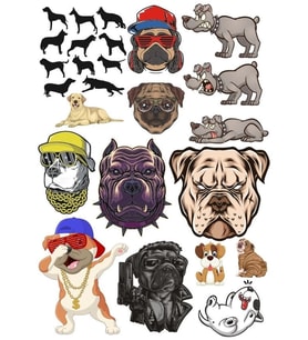 Köpekler Sticker Set-5 16 Parça Telefon, Tablet, Defter, Laptop Sticker