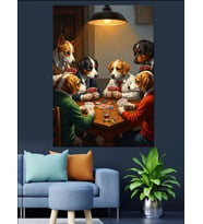 Poker Oynayan Köpekler Klasik Tablo Dekoratif Kanvas - Mdf Ahşap Tablo