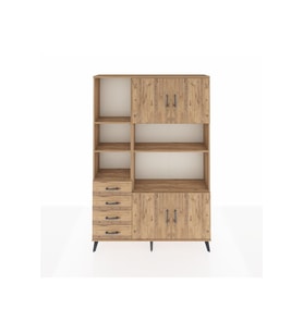 Arges Gardrop 8 Raflı 4 Çekmeceli 4 Kapaklı 132x30x195 Çam-Çam
