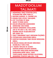 Metal Mazot Dolum Talimatı 20cm x 30cm A4 Büyüklüğünde Uyarı Levhası Yönlendirme Tabelası