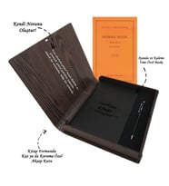Kişiye Özel Kitap Ajanda Kalem Seti (Kitap Formunda Ahşap Kutulu) (Model 2)