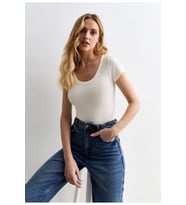 Rooted-Kadın Kare Yaka T-shirt & Bluz , Likralı Fitilli Kaşkorse Kumaş