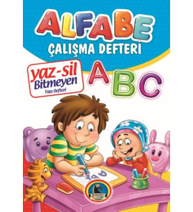 Yaz-Sil Alfabe Bitmeyen Yazı Defteri+Tahta Kalemi