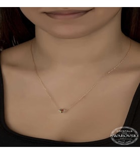 Ucarticaret S-warovski Crystal Taşlı Parlak Top Gümüş Kadın Kolye